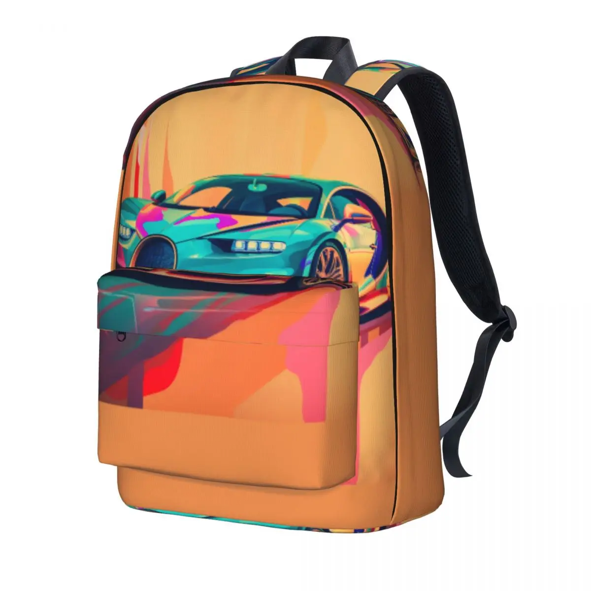 

Super Sports Car Backpack Girl Cover Art Neo Fauvism Lightweight Backpacks Polyester Pretty School Bags Daily Custom Rucksack
