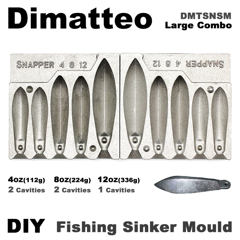 Dimatteo DIY Fishing Snapper Sinker Mould DMTSNSM/Large Combo Snapper Sinker 112g 224g 336g 5 Cavities