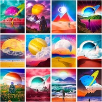 gatyztory diy painting by number colorful planetary landscape art drawing on canvas gift pictures by numbers frame kits home dec