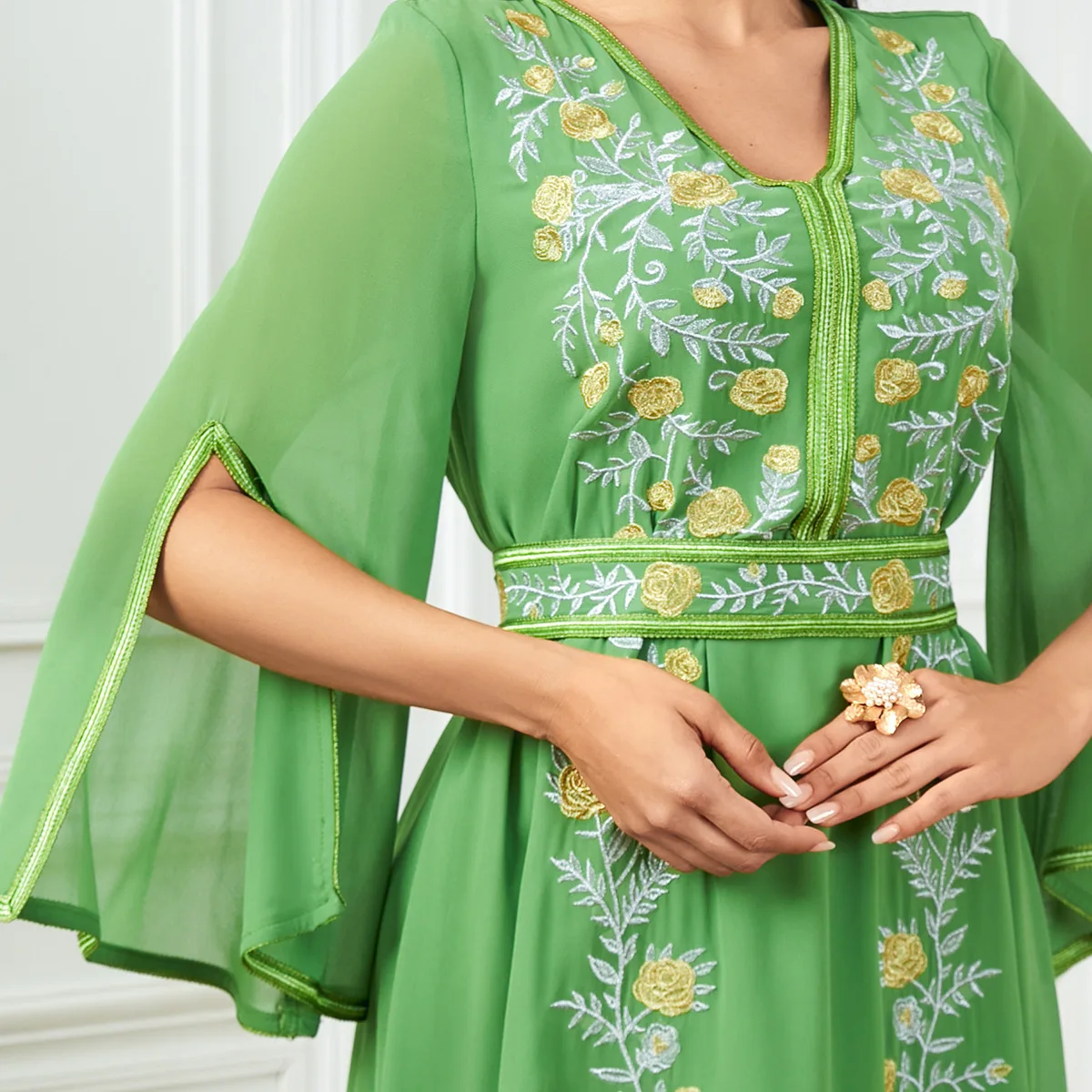 3675 элегантное мусульманское платье с вышивкой для тяжелой промышленности