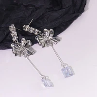 2022 new metal bow knot earrings french exquisite retro sweet cool girl zircon stud earrings temperament jewelry accessories