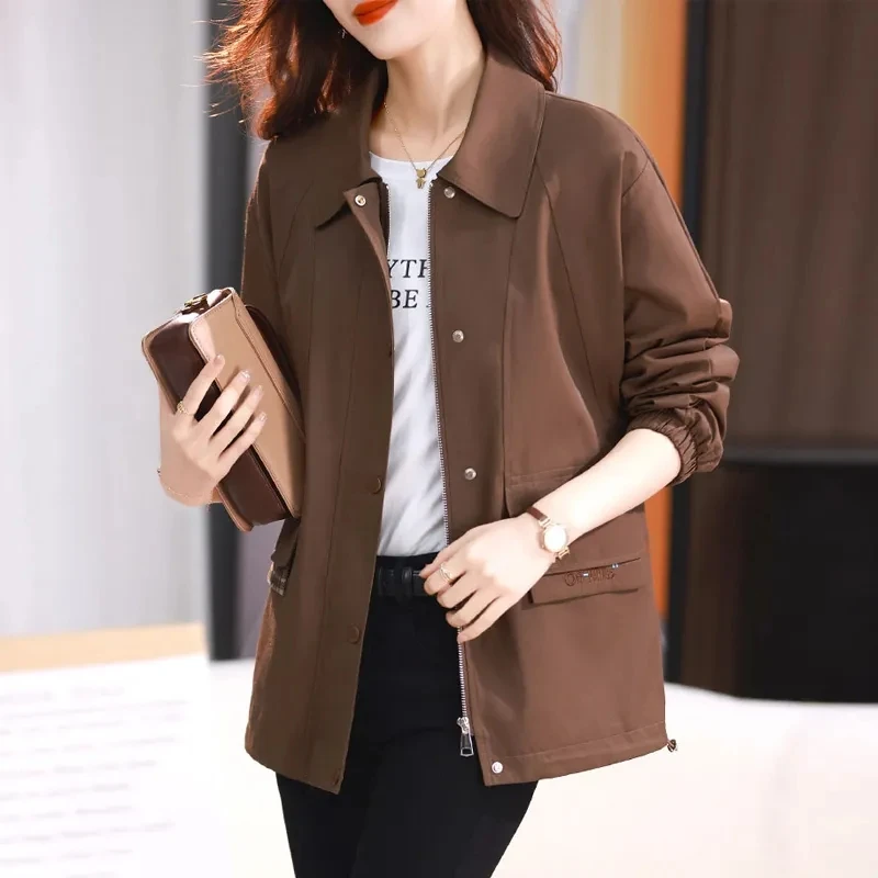 

Trench Coat Women Spring Autumn 2023 New Large Size Patchwork Windbreaker Jacket Fashion Casual Slim Fitting Outerwear Womens