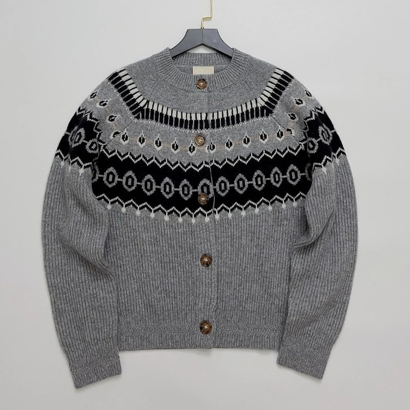 

Осенне-зимний вязаный кашемировый кардиган в стиле ретро, женский свитер