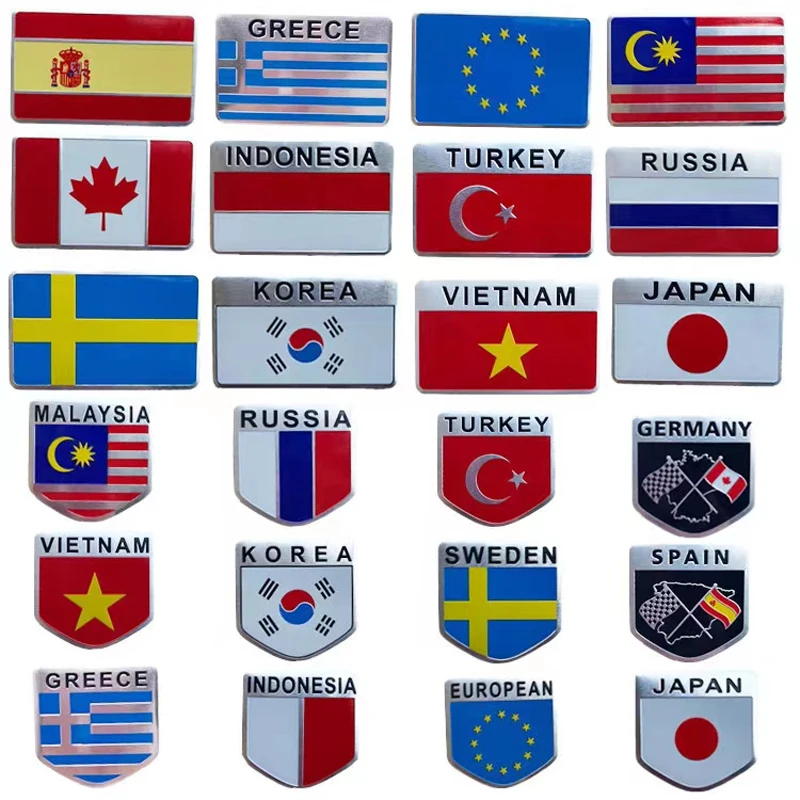 

3D Zinc Alloy Asian Japan European Sweden Swedish National Falg Car Emblem Stickers Covering Scrathes Auto Exterior Decoration