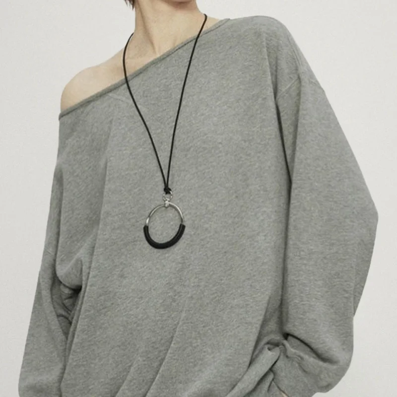 Модное простое серебряное ожерелье с геометрическим кругом и подвеской для