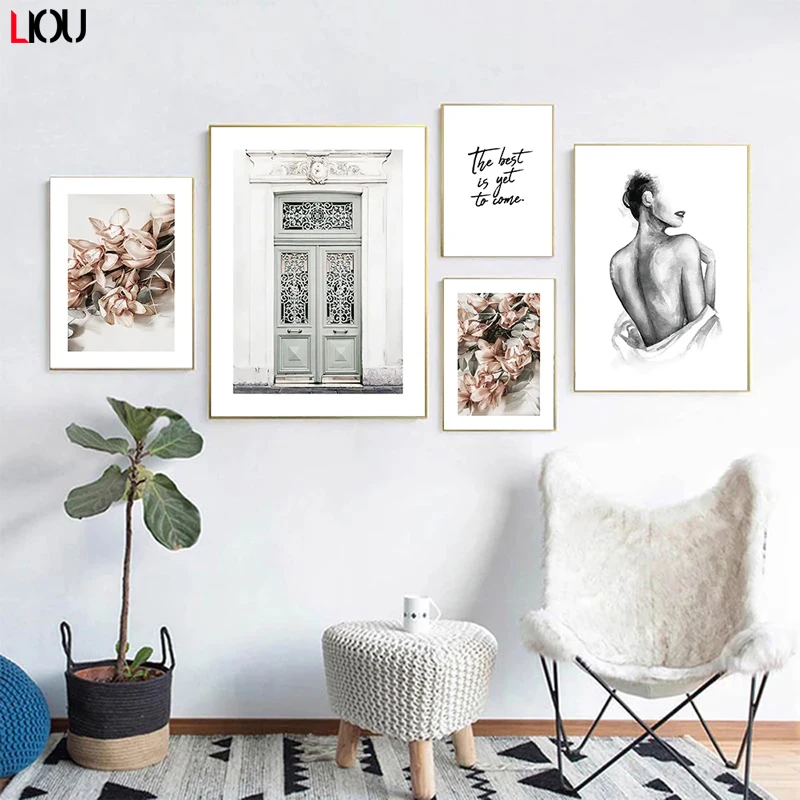 Плакат с розовыми пионами Романтический Модный Настенный декор для комнаты