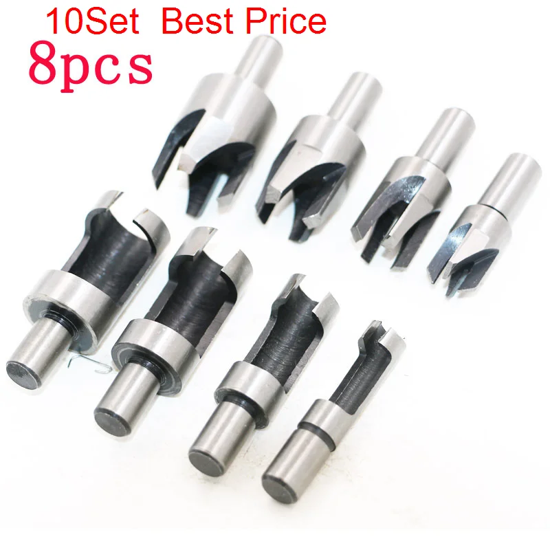 

10set/lot 8pcs/set Carbon Steel Cork Cutter Cork Drill Woodworking Bit Barrel Claw Log Tenon Bit 8Pcs