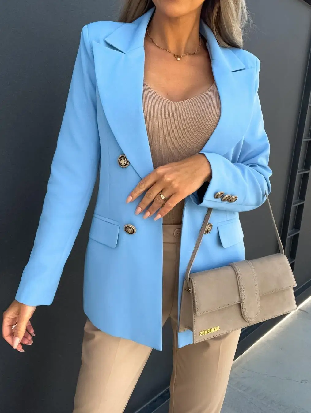 Blazers for Women 2023 New Autumn Slim Fit Double Breasted Fashion Coat Jacket Women Cropped Blazer