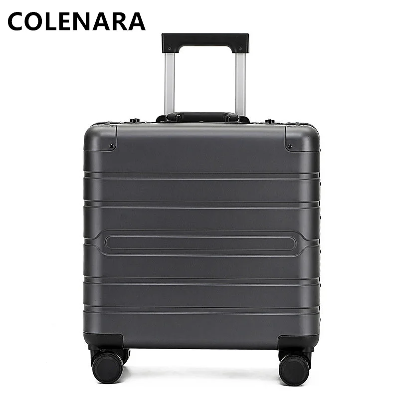 COLENARA Suitcase High Quality Men's Full Aluminum Magnesium Alloy Trolley Case Small Business Boarding Box Rolling Luggage