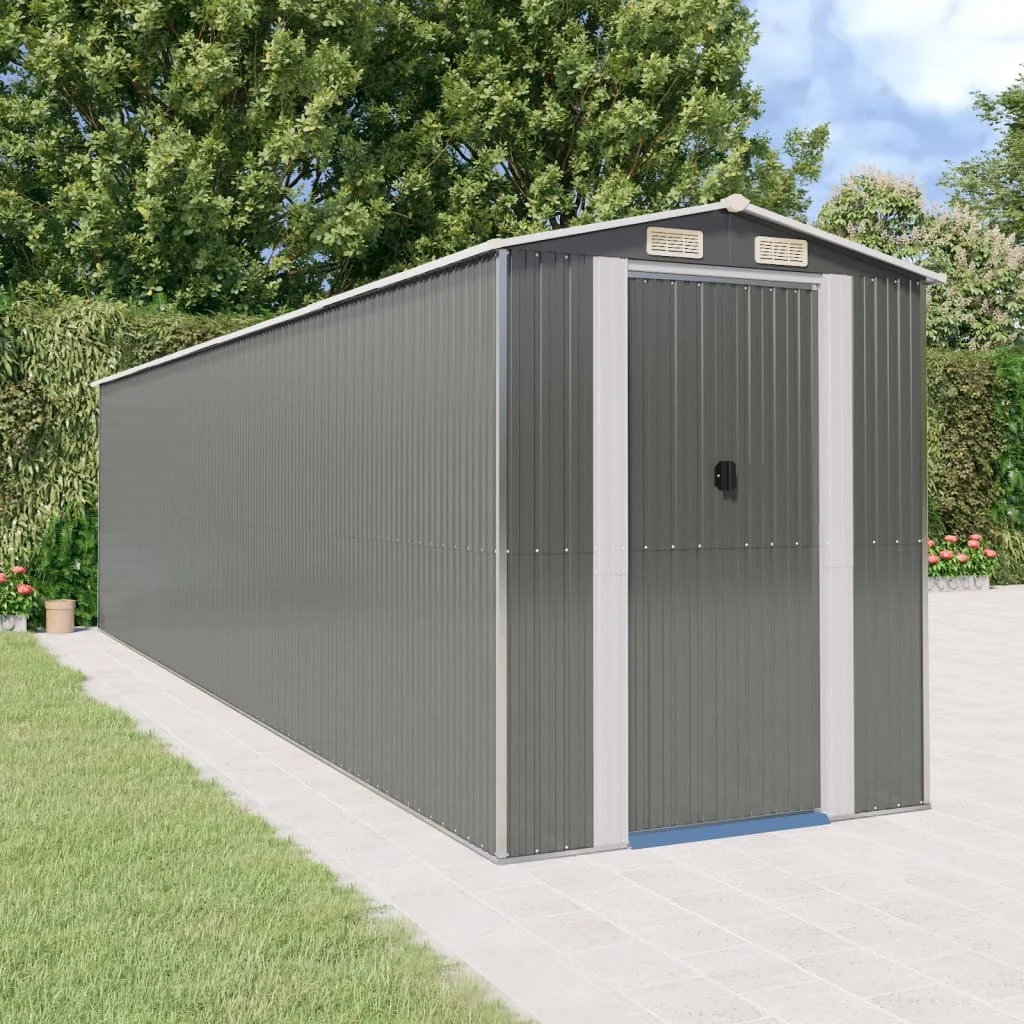 

Garden Shed, Garden Decoration, Light Grey 192x772x223 cm, Galvanised Steel