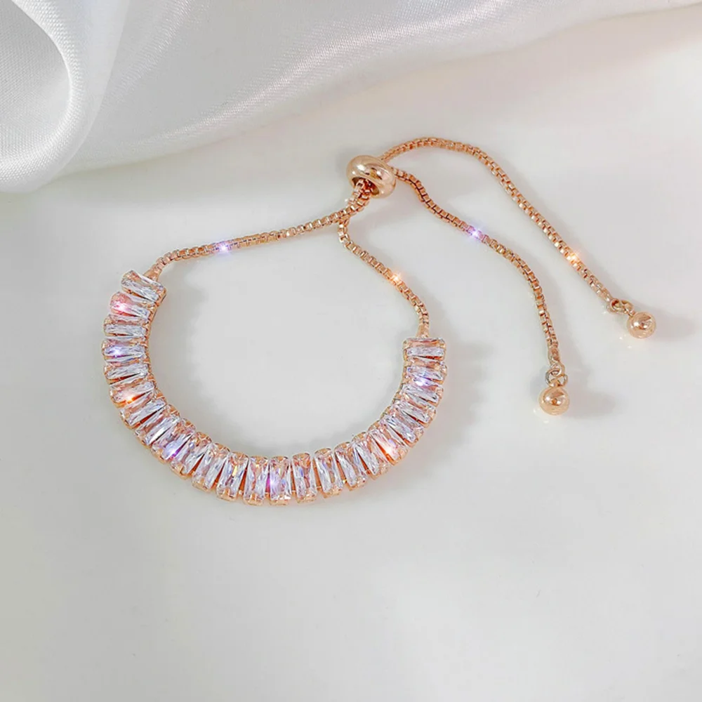 

Full of Rhinestone Stainless Steel Bracelet For Women 2023 New Designer Shiny Luxury Zircon Adjustable Bracelets Jewelry Gift