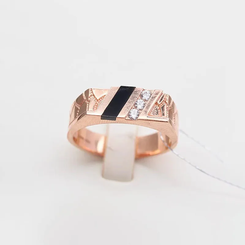 Мужские кольца из фиолетового золота 585 пробы с нерегулярной инкрустацией и