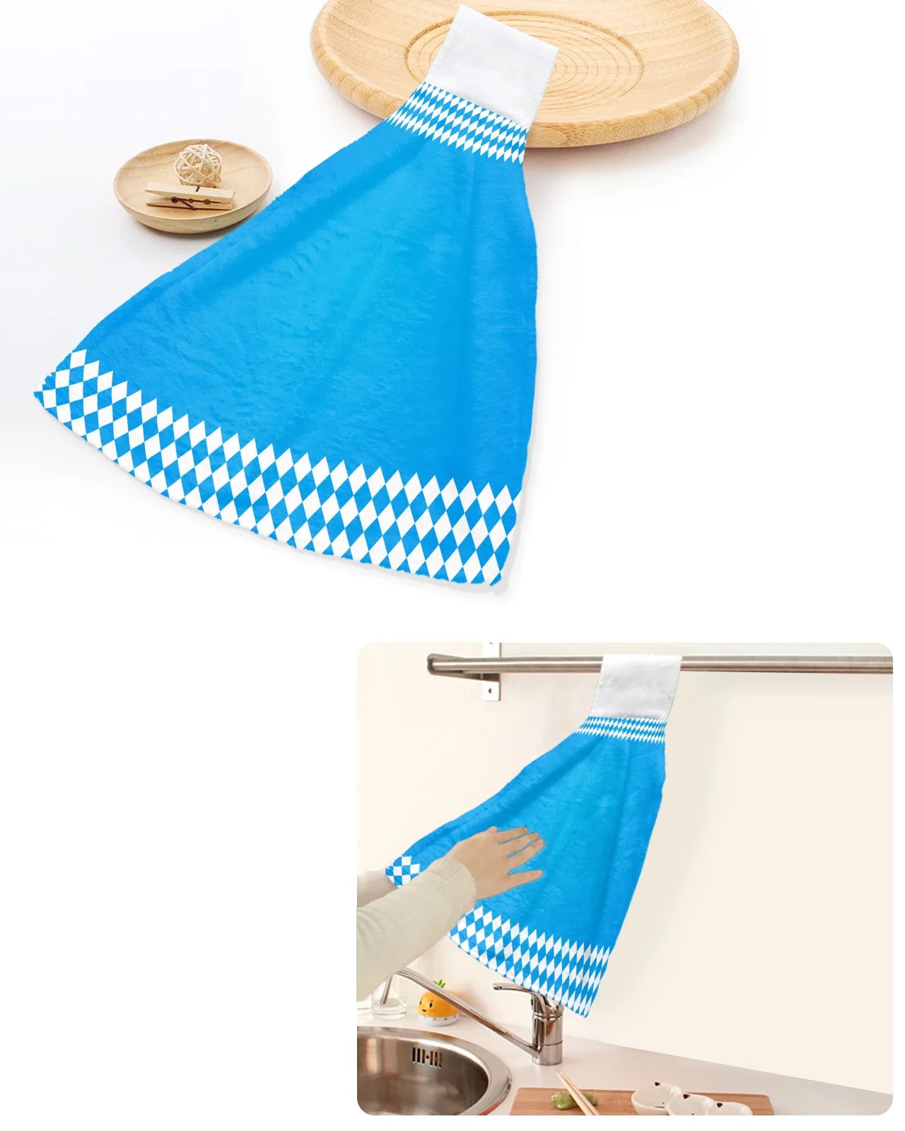 

Oktoberfest Checked Blue Hand Towels Home Kitchen Bathroom Hanging Dishcloths Hand Towel Loops Quick Dry Soft Absorbent Towels