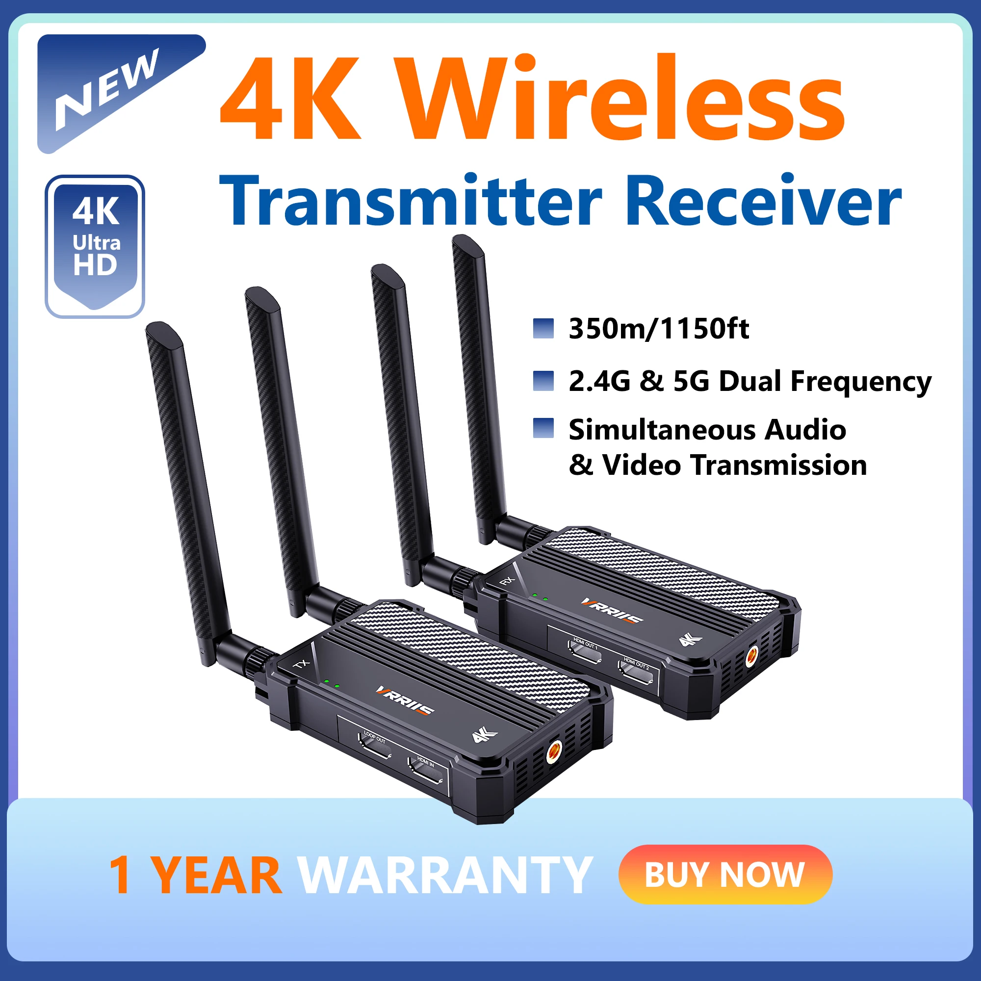 Фото Беспроводной HDMI-передатчик/приемник 5G, 350 м, 4K, с низкой задержкой, HDMI-удлинитель для прямой трансляции с камеры на проектор №2