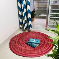 rug and carpet natural jute fibres handloom hand braided round area rug handmade mat for home decor