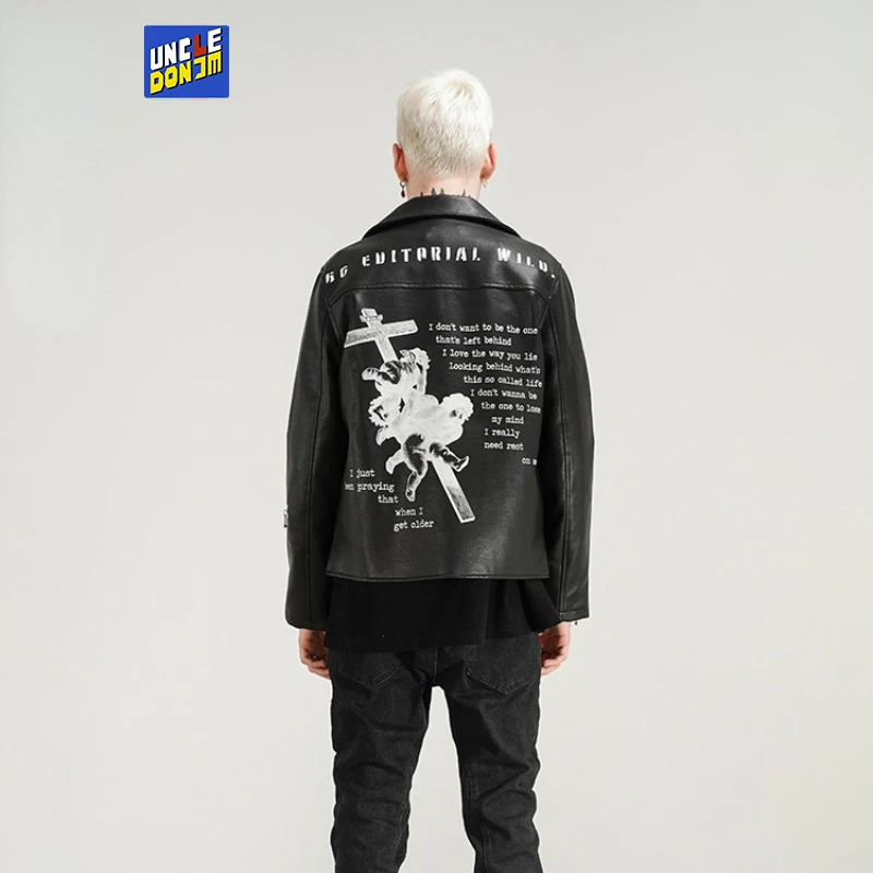 

Куртка UNCLEDONJM из искусственной кожи, Байкерская модная мужская меховая куртка 2021, уличная зимняя куртка из искусственной кожи для мужчин