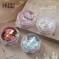 hndo 2022 new 4 pcs opal powder set glitter for nail art iridescent flakes professional manicure design colorful pigment dust