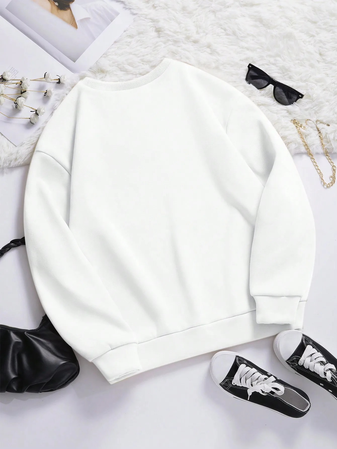 Женский свободный пуловер с круглым вырезом повседневный длинным рукавом и