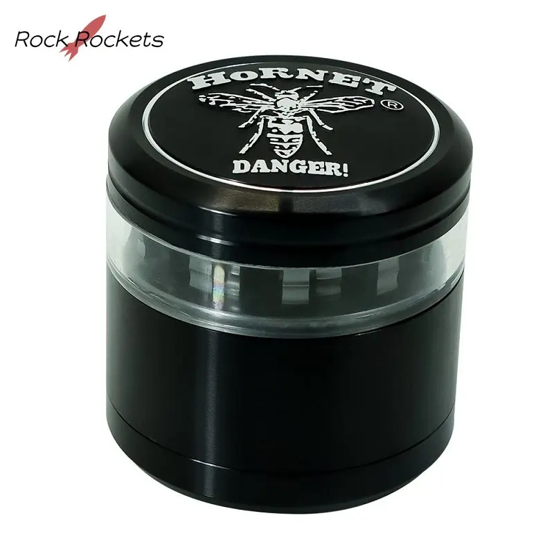 

R&R Transparent 63mm Herb Grinder Aluminum Alloy 4 Layer Tobacco Spice Crusher with Gear Plastic Window for Smoking Tools