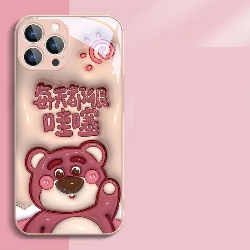 

Disney Toy Story Lotso Phone Case For iPhone 14 13 12 11 Pro MAX Cartoon Fall Prevention All Inclusive Glass Protective Cover