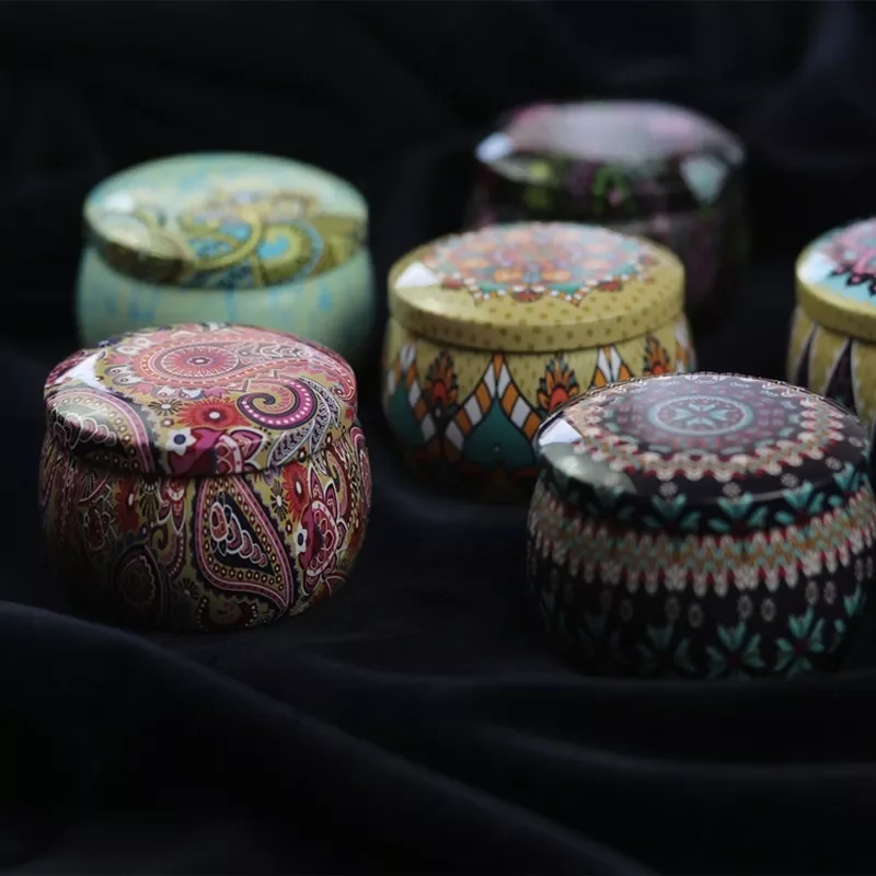 

Mini Tin Box Gift Jewelry Tin Box Cookie Candy Tea Storage Round Drum Tinplate Box Drawer Organizer