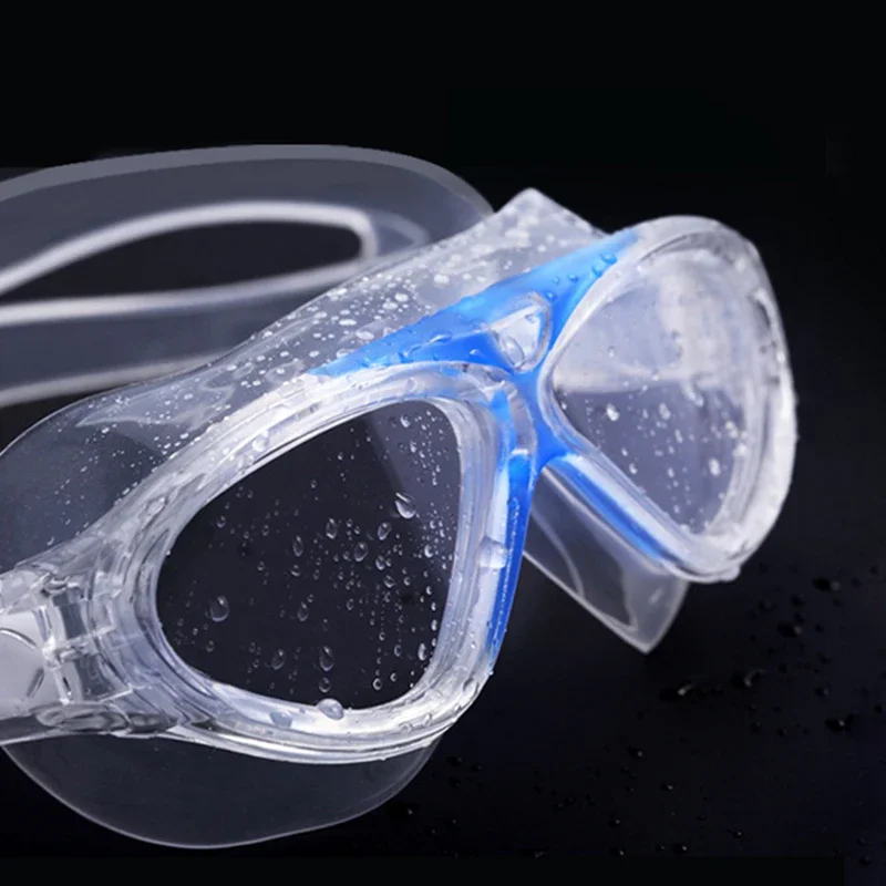 Очки для плавания с силиконовым ремешком большие незапотевающие