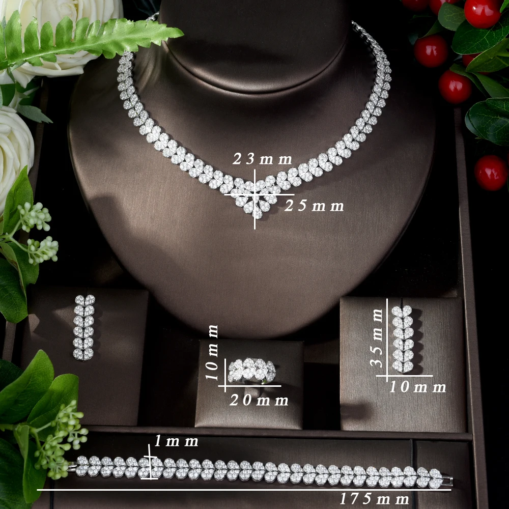 Fashion Vintage Elegant Cubic Zircon Woman Necklace Earrings Jewelry Set Fashion Wedding Bridal Wedding Dress Accessories N-1090