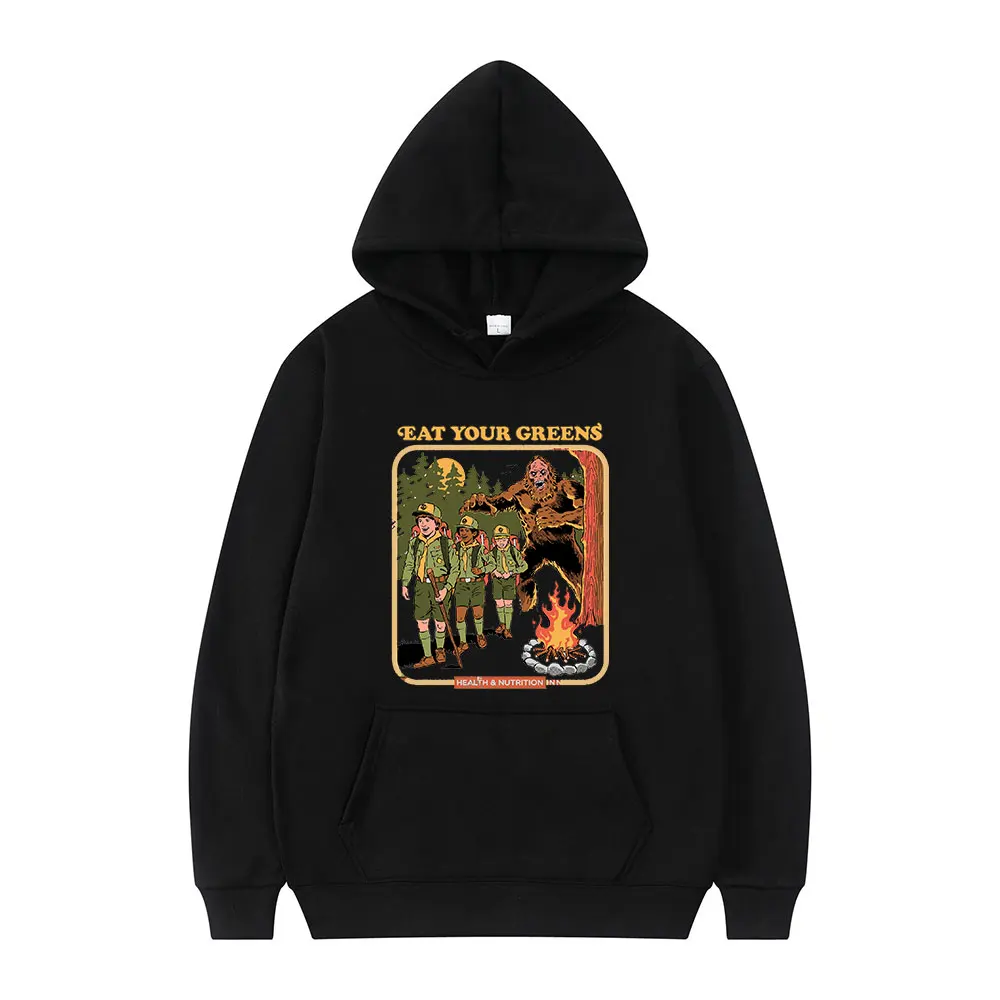 

Новинка 2022, Классическая зимняя Толстовка Eat Your Green с длинным рукавом и комиксным принтом, свободная повседневная мужская Спортивная Толсто...