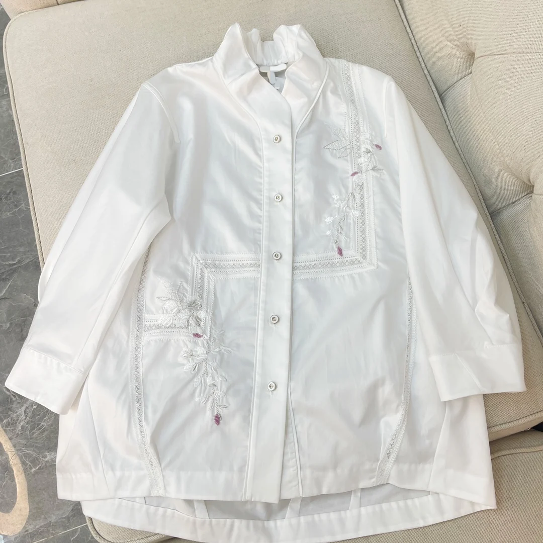 

Female Clothing Shirt Top Women Blouse Women Clothing Woman Clothes Fashion 2022 Women's Shirt Beading Embroidery Casual Shirt