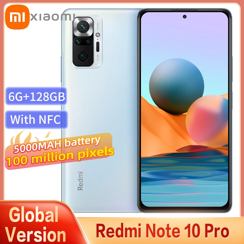 Global Version Xiaomi Redmi Note 10 Pro Mobile Phones 64GB/128GB Dimensity 1100 Octa Core 108MP Quad Camera 5020mAh Battery