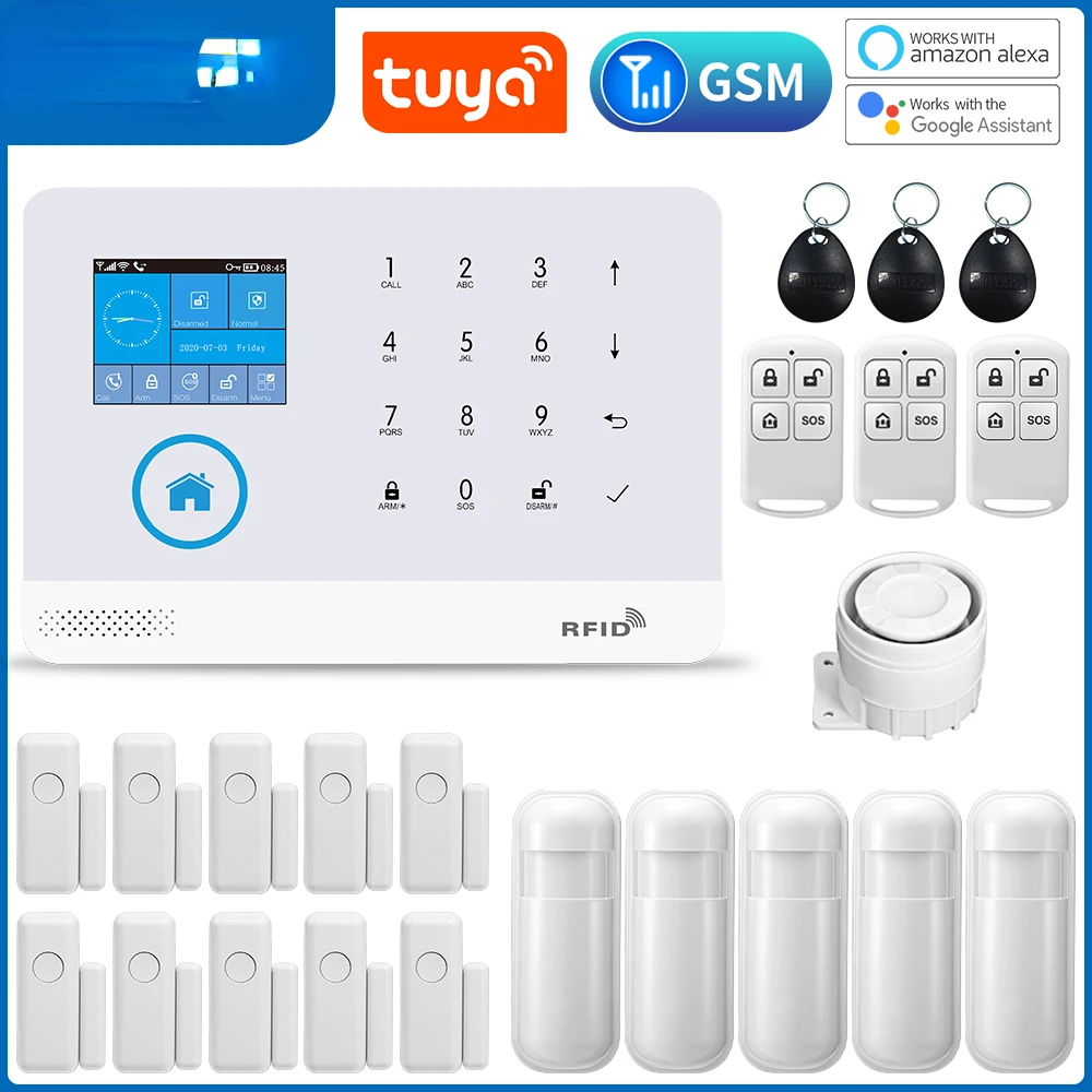 

WIFI GSM Home Security Alarm System With Wireless Motion Sensor Detector Burglar Alarm For Tuya SmartLife APP Garden Home Alarm