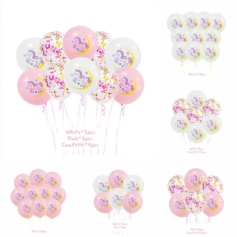 

10 шт. 12 дюймов Единорог вечерние воздушные шары на день рождения Единорог украшения розовый белый конфетти латексные шары детские игрушки в...