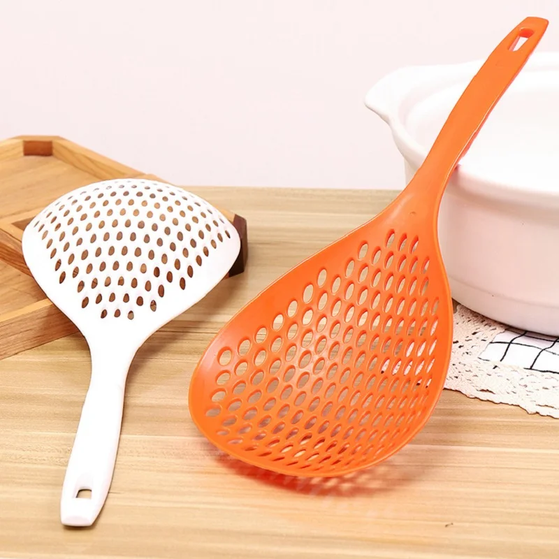 

Food Strainer Scoop Colanders Nylon Kitchen Drain Shovel Strainers,Slotted Skimmer Strainer scoop with Handle for Water Leaking