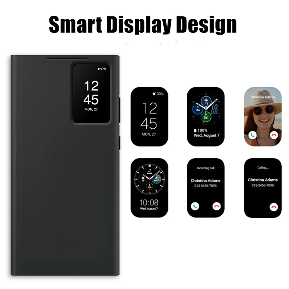 Фото S23+ Флип-чехол S-View для Samsung Galaxy S23 Ultra S23 Plus SM-S918B SM-S916B SM-S911B Свободный откидной кожаный чехол-кошелек Smart View №4