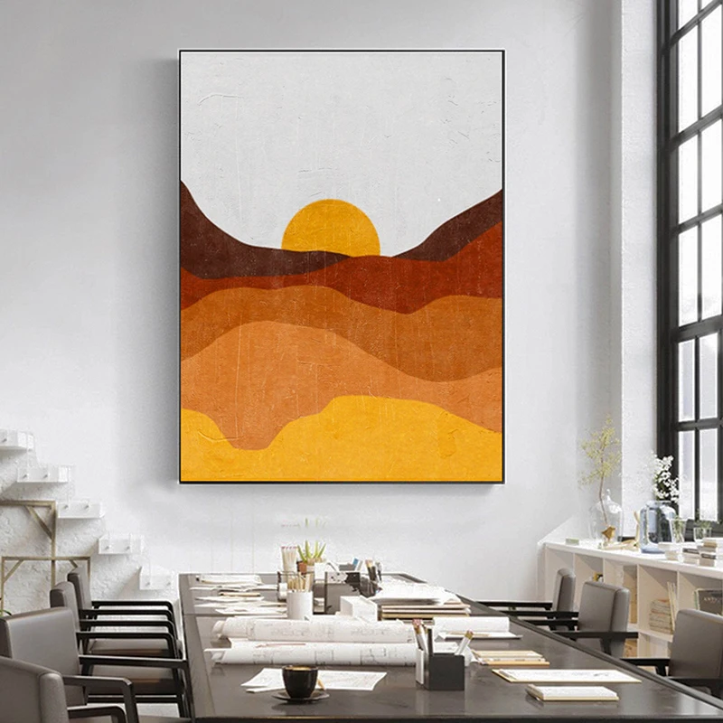 

Hand-painted Oil Painting Abstract Minimalist Art Decorative Painting Modern Living Room Porch Light Luxury Landscape Painting