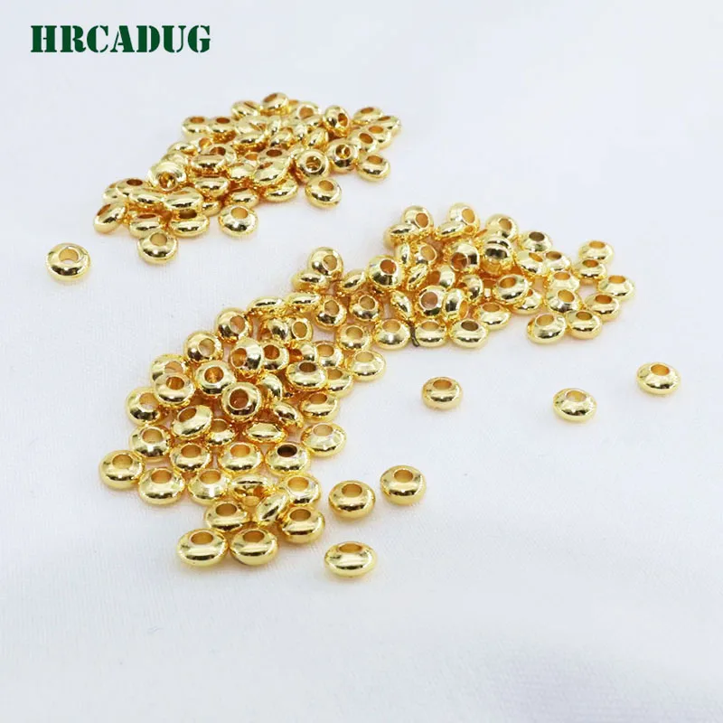 Wholesale 4/5/6mm Jewelry Making Beads 18K Gold Plated Flat Spacer Beads To Bracelet Jewelry Making Diy Accessories Loose Bead