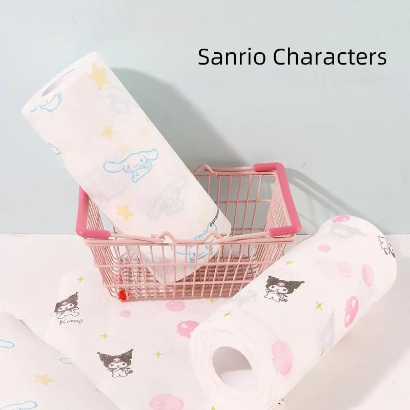 Miniso Sanrios Cinnamoroll Kuromi Multi-Purpose Kitchen Printing Disposable Thick Suction Water-Absorbing Oil-Absorbing Lazy Rag |
