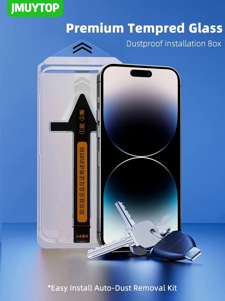 Premium Screen Protector for iPhone 15 14 13 Pro Max Tempered Glass Edge to Edge Full Cover Easy Install Auto-Dust Removal Kit