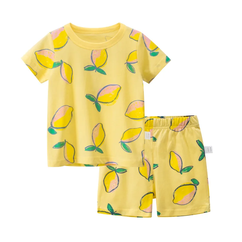 Комплект детской одежды из двух предметов, футболка с коротким рукавом и шорты с клубничным лимоном для девочек, лето 2023