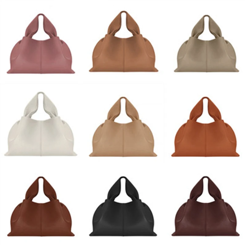 

New niche design French light luxury women handbag polene cloud bag leather messenger portable women's bag dumpling bag