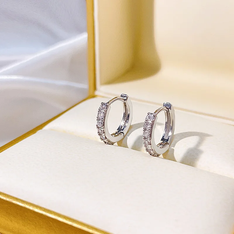

2022 Silver Metal Small Hoop Earrings for Women Girl Bling CZ Zircon Hoop Earrings INS Fashion Jewelry Drop Shipping Gift
