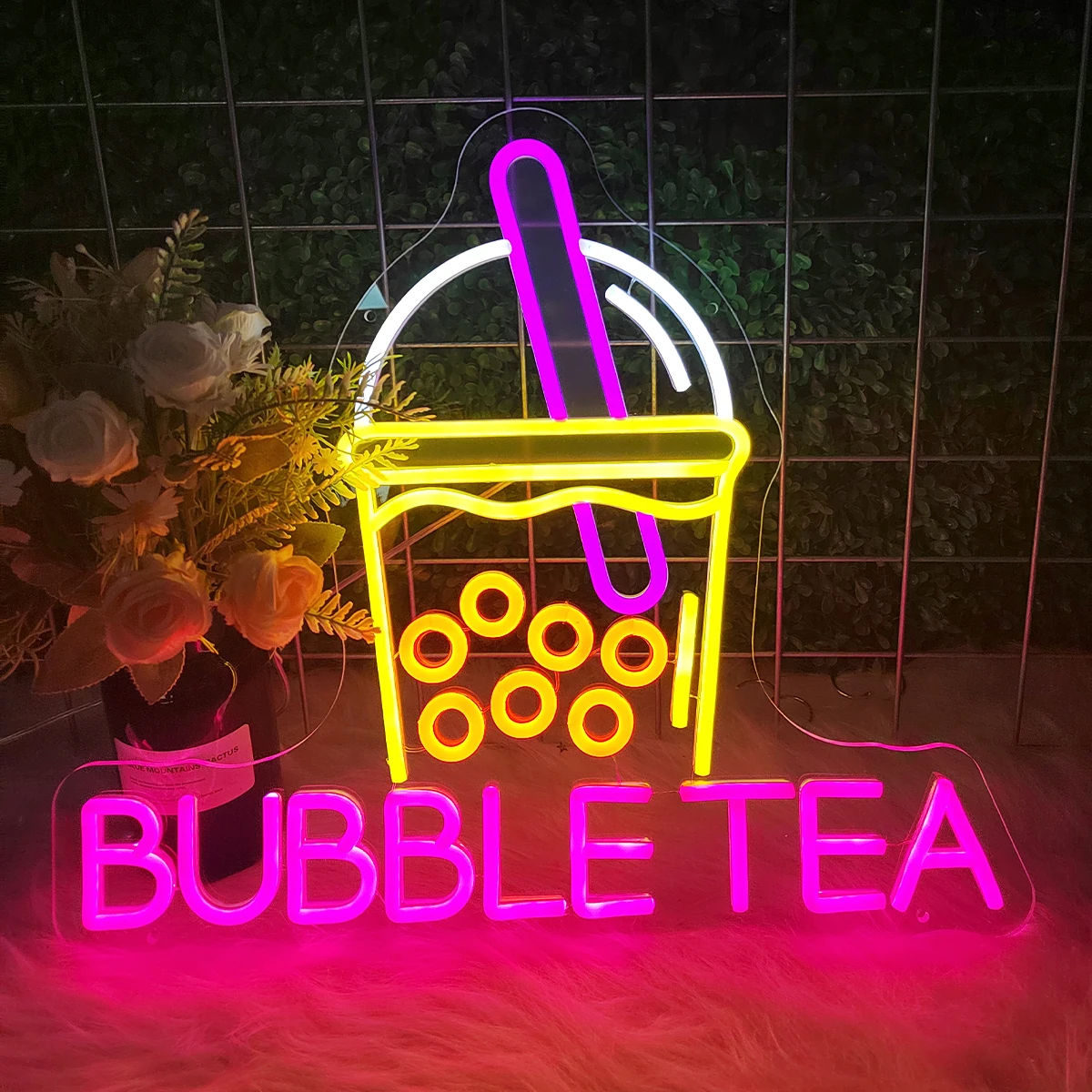 

Пузырьковый чай Неоновая вывеска с регулируемой яркостью Акриловый чай с молоком Светодиодная неоновая подсветка Знак Boba Чайный напиток Магазин Дисплей Неоновая лампа Настенный декор
