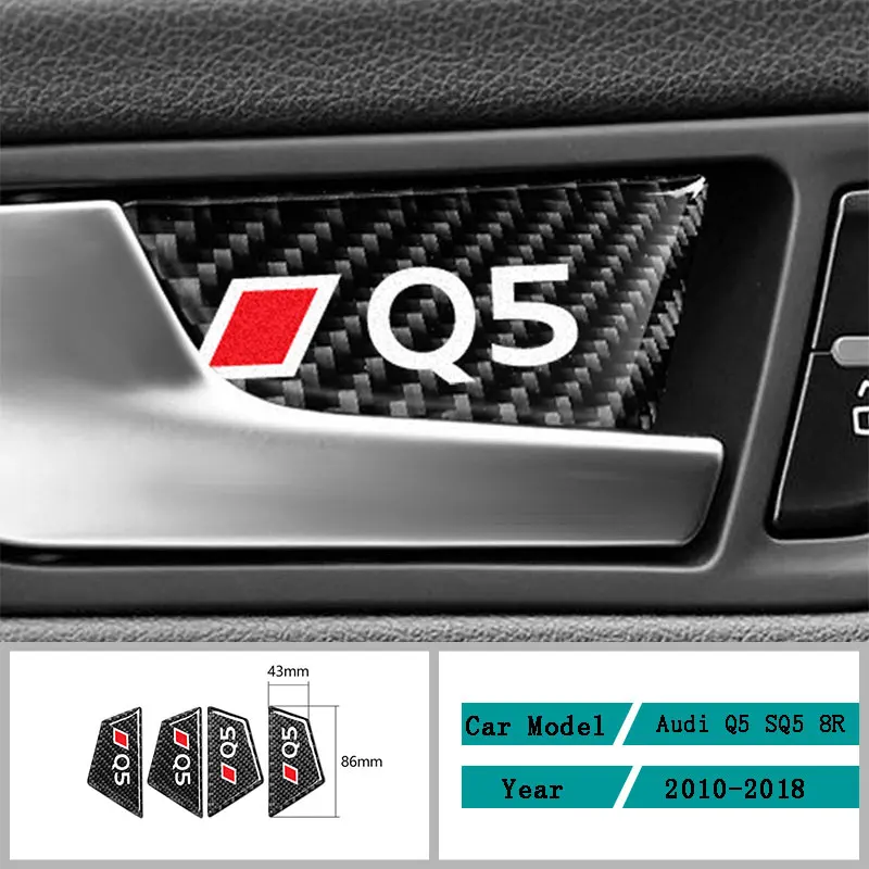 

Carbon Fiber Car Accessories Interior Inner Door Bowl Trim Carbon Fiber Decals Cover Trim Stickers For Audi Q5 SQ5 8R 2010-2018