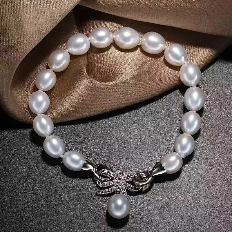 

gorgeous 9-12mm south sea baroque white pearl bracelet 7.5-8"