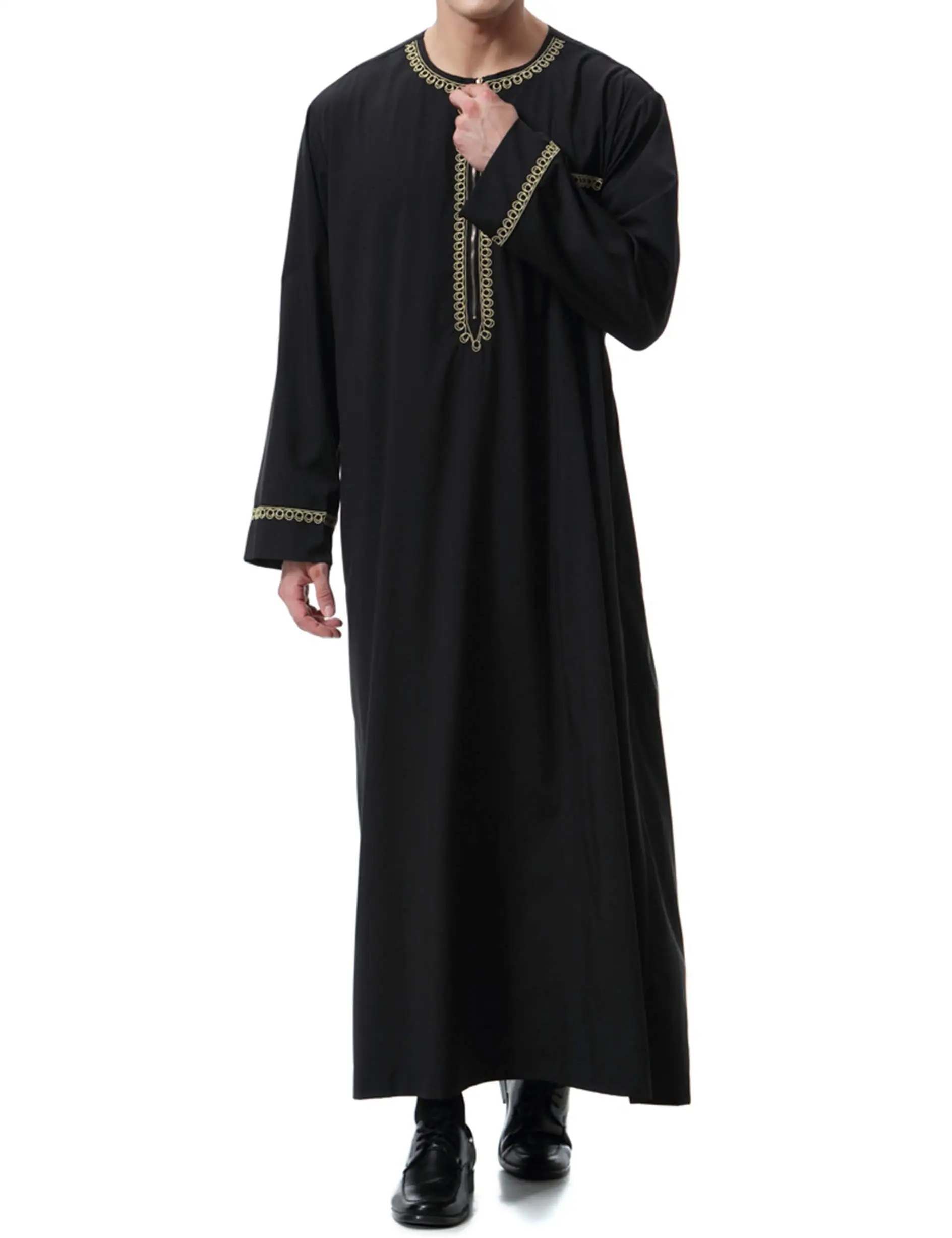 

Islamic Mens Clothing Kaftan Muslim Male Shirt Long Sleeve Abaya Dubai Cotton Men Ramadan Abaya Muslim New