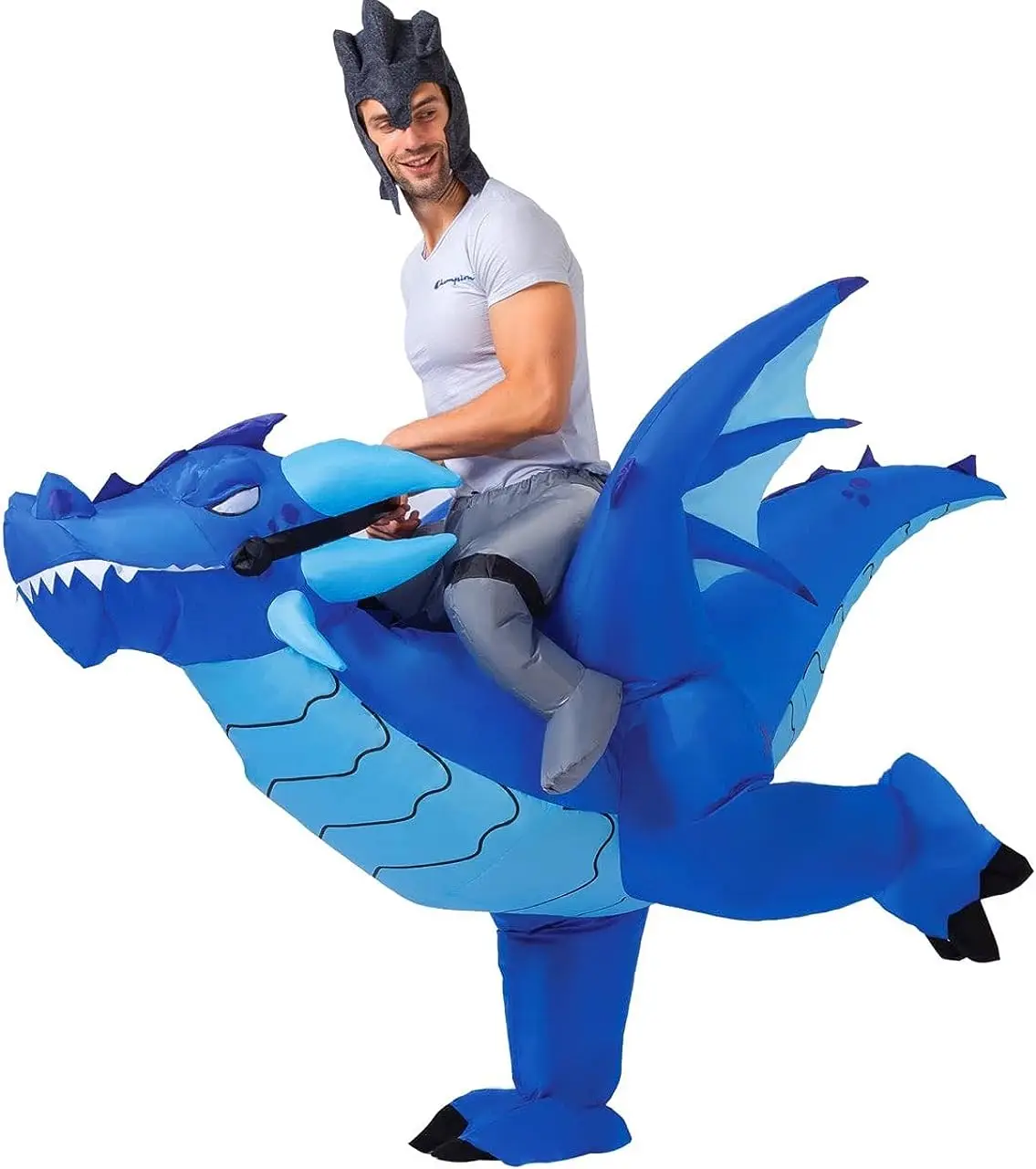 

Spooktacular Creations Inflatable Costume Riding a Fire or Ice Dragon Air Blow-up Deluxe Halloween Costume - Adult Size
