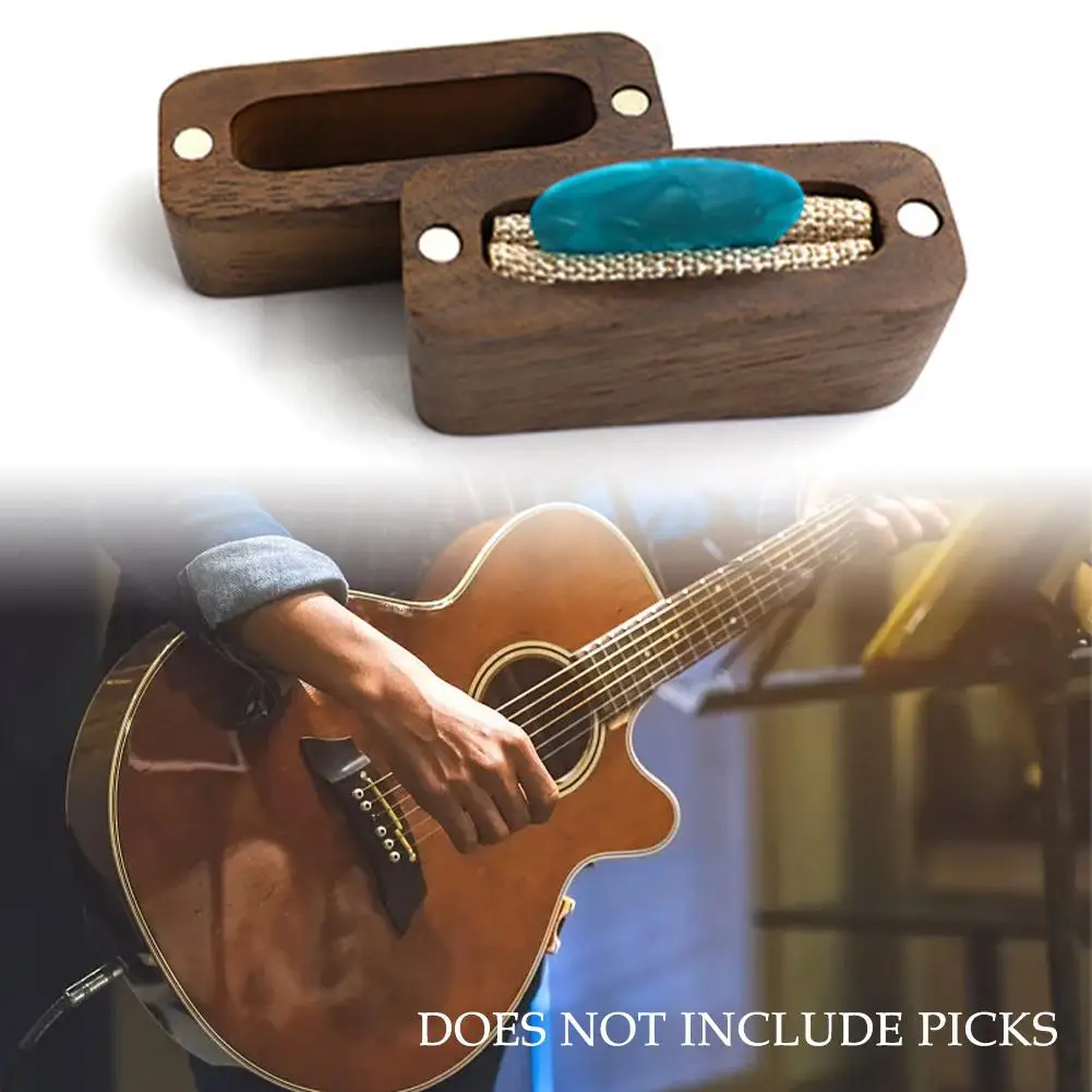 

Guitar Paddle Storage Box Wooden Display Container Guitar Ukulele Accessories Instrument Portable Musical Gifts Holder Mini B5W4