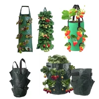 4 12 pockets fabric strawberry plant grow pot wall hanging growing flower bags planting vertical garden tools for greenhouse