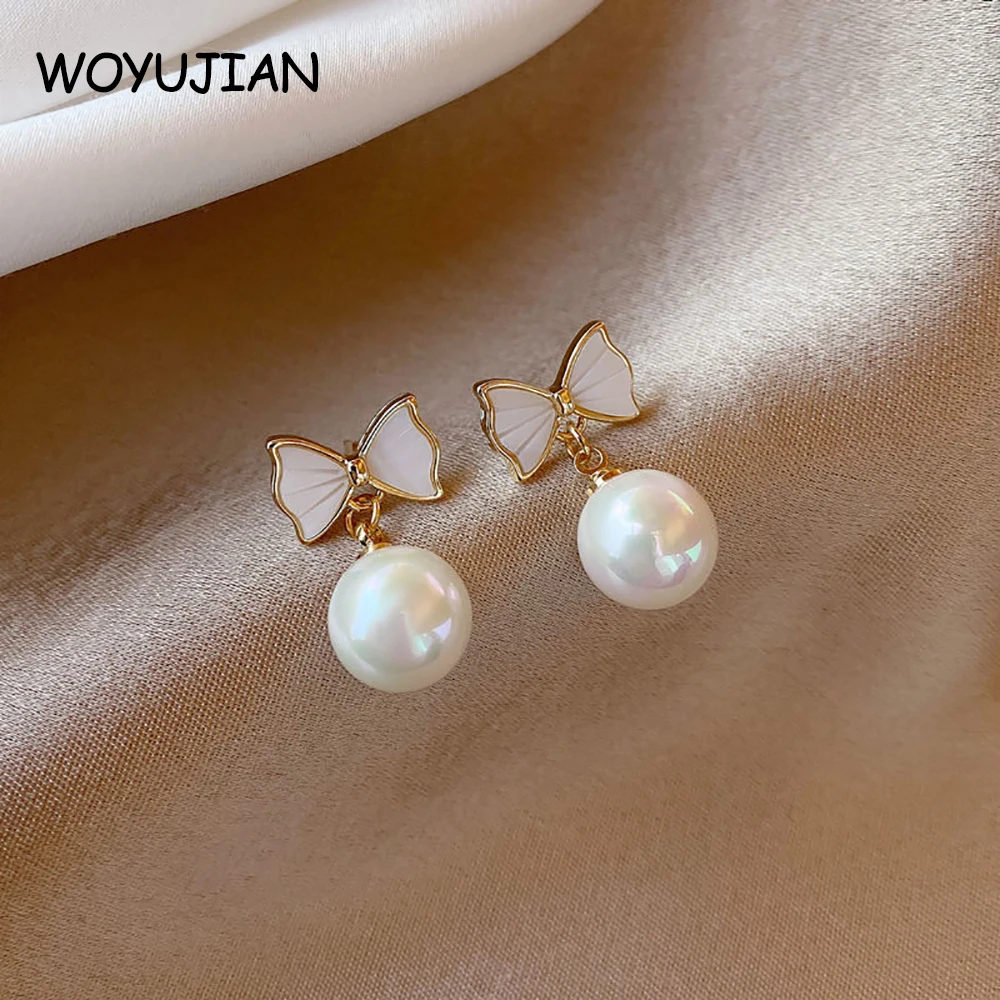 

Women Pearl Stud Earrings for Party Bowknot Earrings Fashion Jewelry 2022 Birthday Jewelry Earring Trendy Street Style