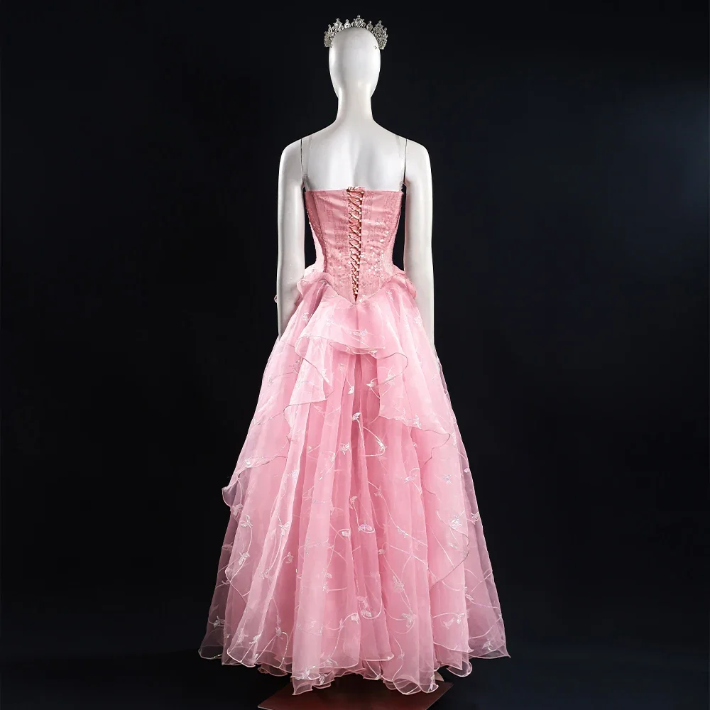 Glinda Wicked Косплей Костюм Маскировка Взрослых Женщин Розовое Платье Halo Ролевая Игра